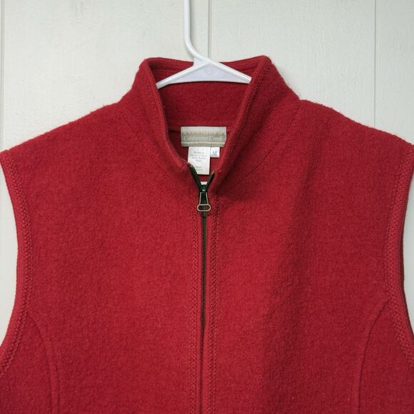 Coldwater Creek 100% Boiled  Wool Vest Full Zip Side Pockets Red Women M EUC - Picture 2 of 11